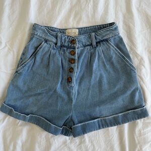 Sezane High-Waisted Denim Shorts Size 34 (US 2)